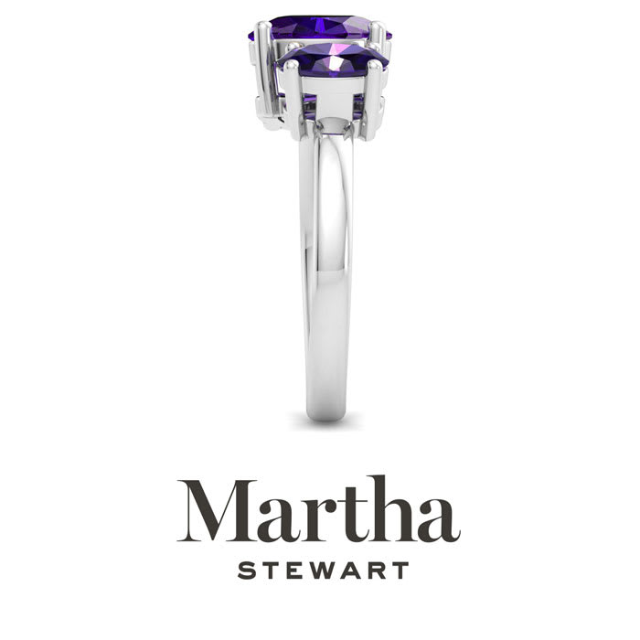 Martha Stewart 2 3/4 Carat Amethyst Two Stone Ring In Sterling Silver