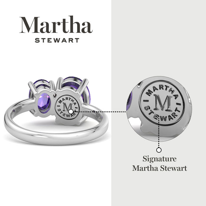 Martha Stewart 2 3/4 Carat Amethyst Two Stone Ring In Sterling Silver