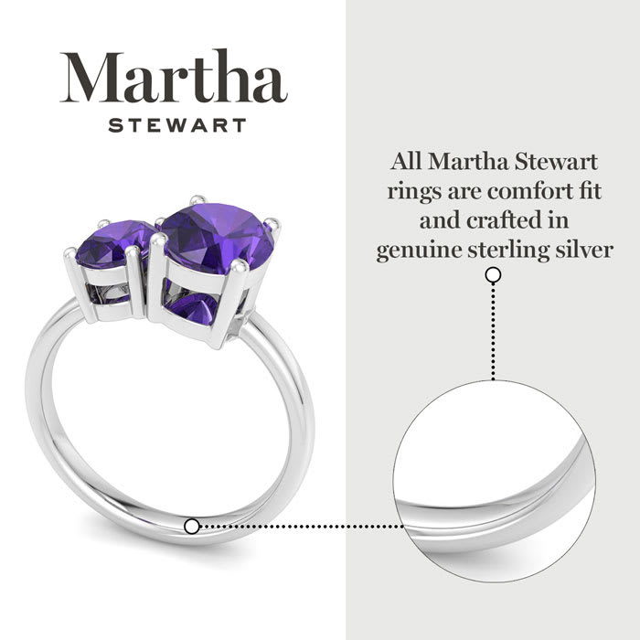 Martha Stewart 2 3/4 Carat Amethyst Two Stone Ring In Sterling Silver