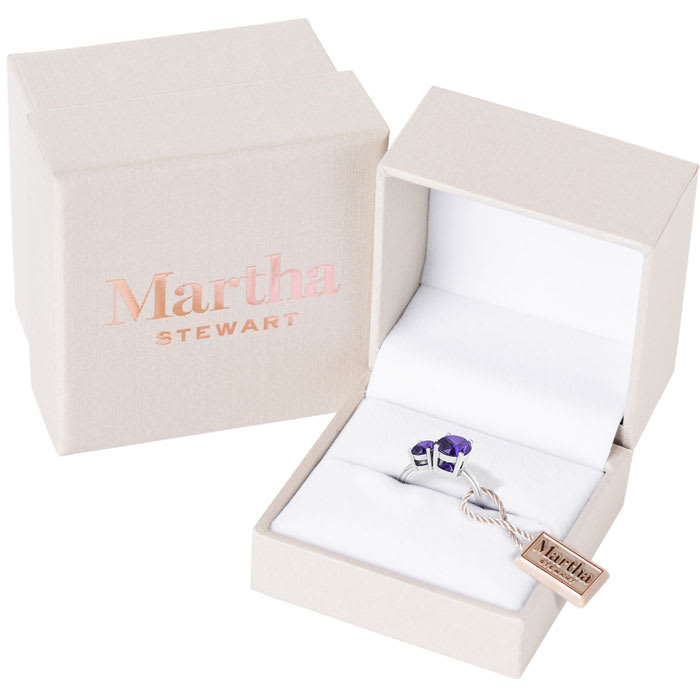 Martha Stewart 2 3/4 Carat Amethyst Two Stone Ring In Sterling Silver
