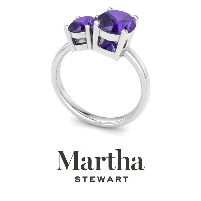Martha Stewart 2 3/4 Carat Amethyst Two Stone Ring In Sterling Silver