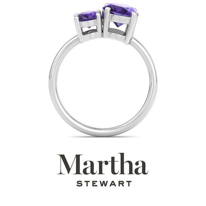 Martha Stewart 2 3/4 Carat Amethyst Two Stone Ring In Sterling Silver