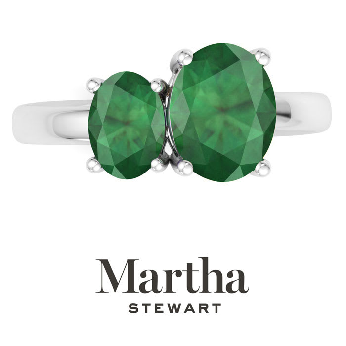 Martha Stewart 2 3/4 Carat Emerald Two Stone Ring In Sterling Silver