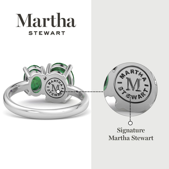 Martha Stewart 2 3/4 Carat Emerald Two Stone Ring In Sterling Silver