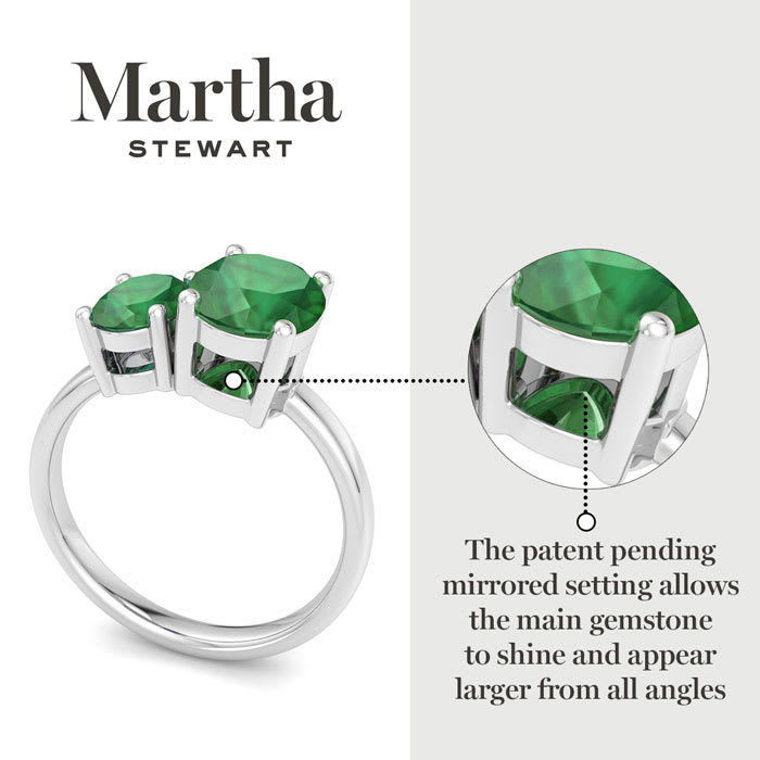 Martha Stewart 2 3/4 Carat Emerald Two Stone Ring In Sterling Silver