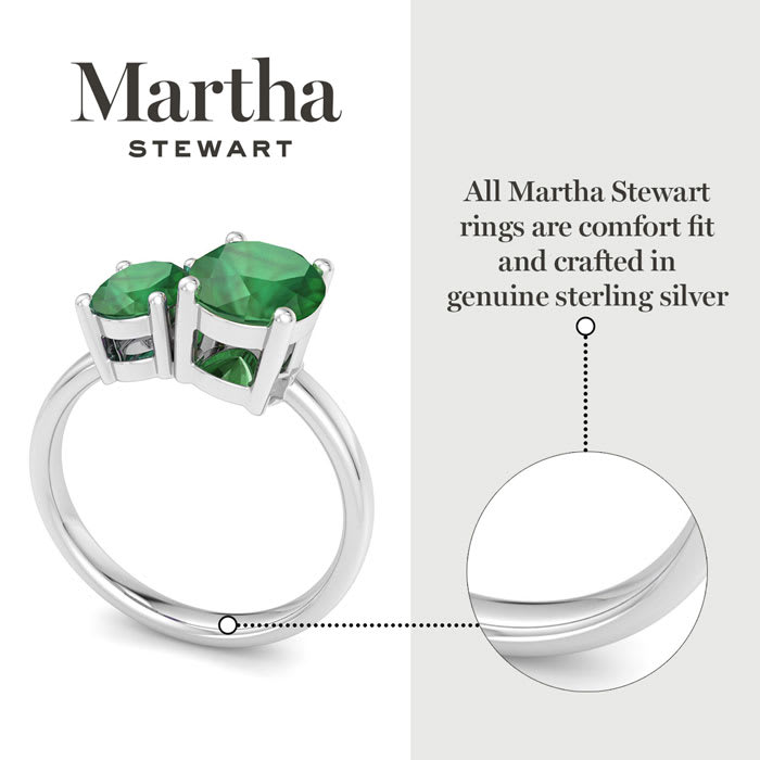 Martha Stewart 2 3/4 Carat Emerald Two Stone Ring In Sterling Silver