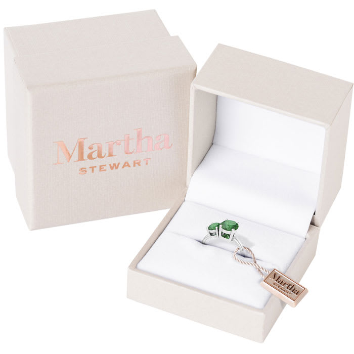 Martha Stewart 2 3/4 Carat Emerald Two Stone Ring In Sterling Silver