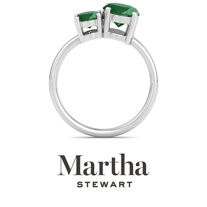 Martha Stewart 2 3/4 Carat Emerald Two Stone Ring In Sterling Silver
