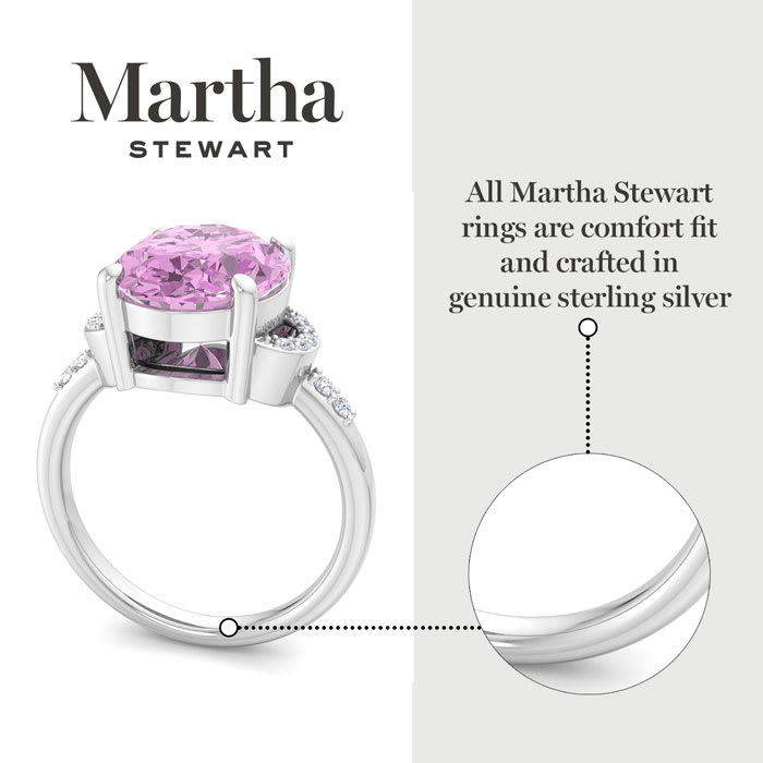 Martha Stewart 4 1/2 Carat Oval Shape Pink Sapphire and Lab Grown Diamond Ring In Sterling Silver