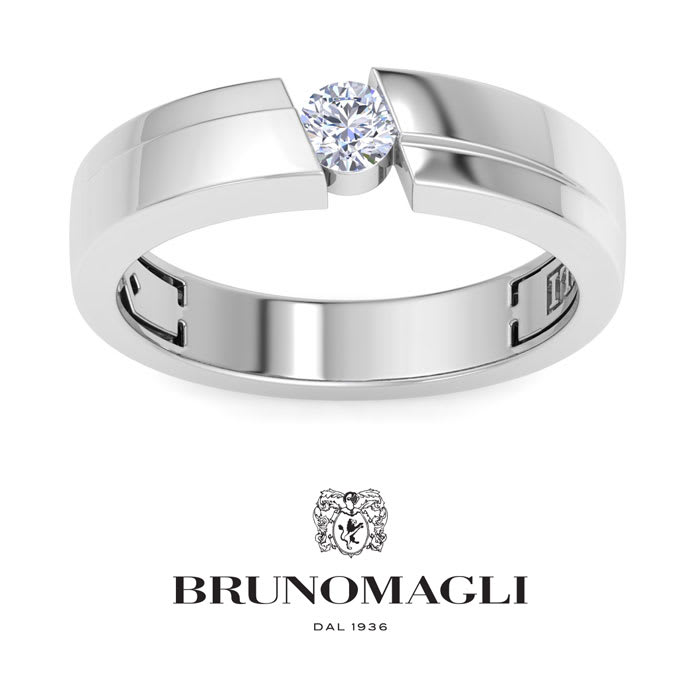 Bruno Magli Mens 1/4 Carat Round Shape Lab Grown Diamond Floating Solitaire Ring In Sterling Silver