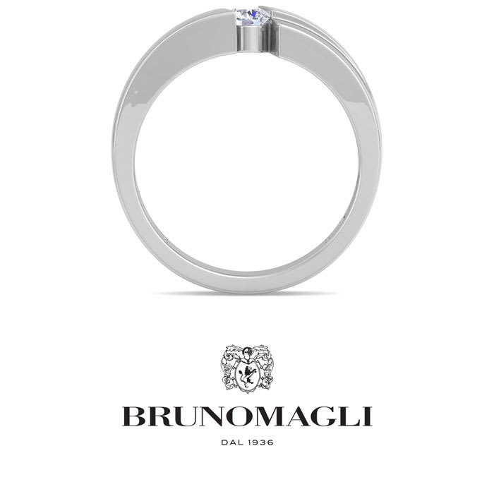 Bruno Magli Mens 1/4 Carat Round Shape Lab Grown Diamond Floating Solitaire Ring In Sterling Silver