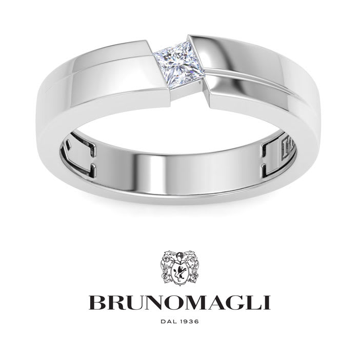 Bruno Magli Mens 1/4 Carat Princess Cut Lab Grown Diamond Floating Solitaire Ring In Sterling Silver