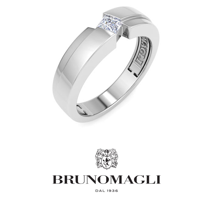 Bruno Magli Mens 1/4 Carat Princess Cut Lab Grown Diamond Floating Solitaire Ring In Sterling Silver