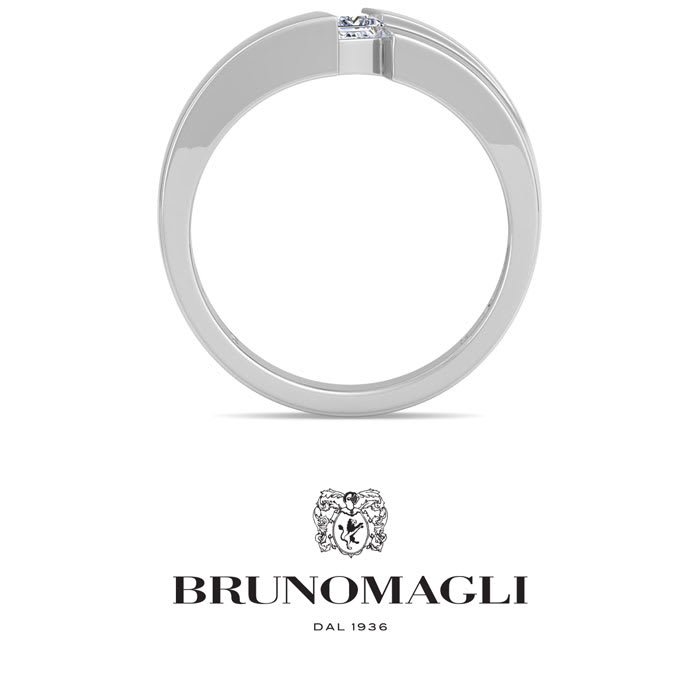Bruno Magli Mens 1/4 Carat Princess Cut Lab Grown Diamond Floating Solitaire Ring In Sterling Silver