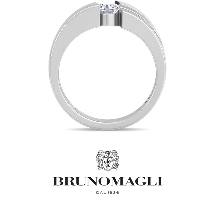 Bruno Magli Mens 1/2 Carat Round Shape Lab Grown Diamond Floating Solitaire Ring In Sterling Silver