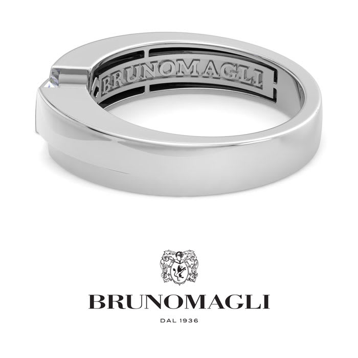 Bruno Magli Mens 1/2 Carat Round Shape Lab Grown Diamond Floating Solitaire Ring In Sterling Silver