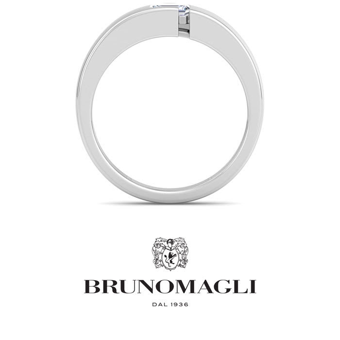 Bruno Magli Mens 1/2 Carat Emerald Cut Lab Grown Diamond Floating Solitaire Ring In Sterling Silver