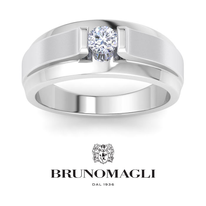 Bruno Magli Mens 1/3 Carat Round Shape Lab Grown Diamond Solitaire Ring In Sterling Silver
