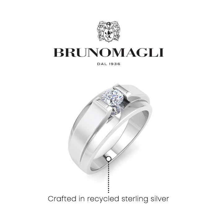 Bruno Magli Mens 1/3 Carat Round Shape Lab Grown Diamond Solitaire Ring In Sterling Silver