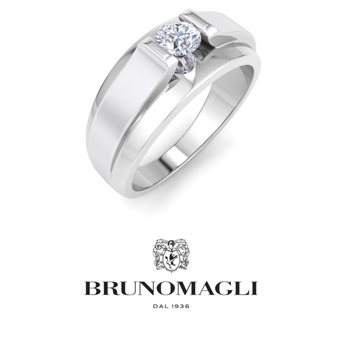 Bruno Magli Mens 1/3 Carat Round Shape Lab Grown Diamond Solitaire Ring In Sterling Silver