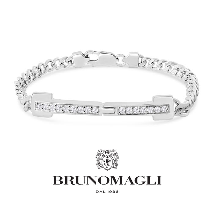 Bruno Magli Mens Pietro 1/2 Carat Lab Grown Diamond Bracelet In Sterling Silver, 8 Inches