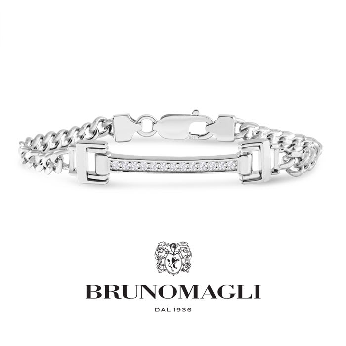 Bruno Magli Mens Emanuele 1/3 Carat Lab Grown Diamond Bracelet In Sterling Silver, 8 Inches