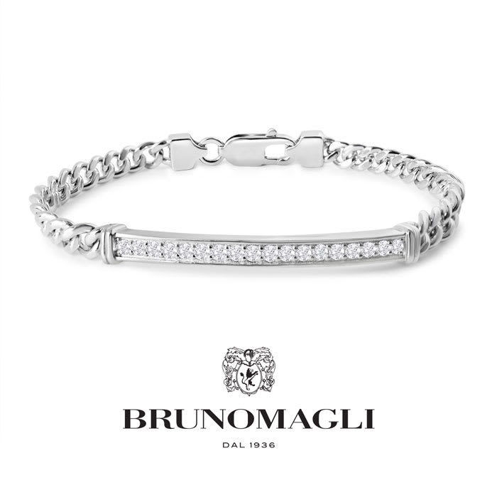 Bruno Magli Mens Domenico 1/2 Carat Lab Grown Diamond Bracelet In Sterling Silver, 8 Inches