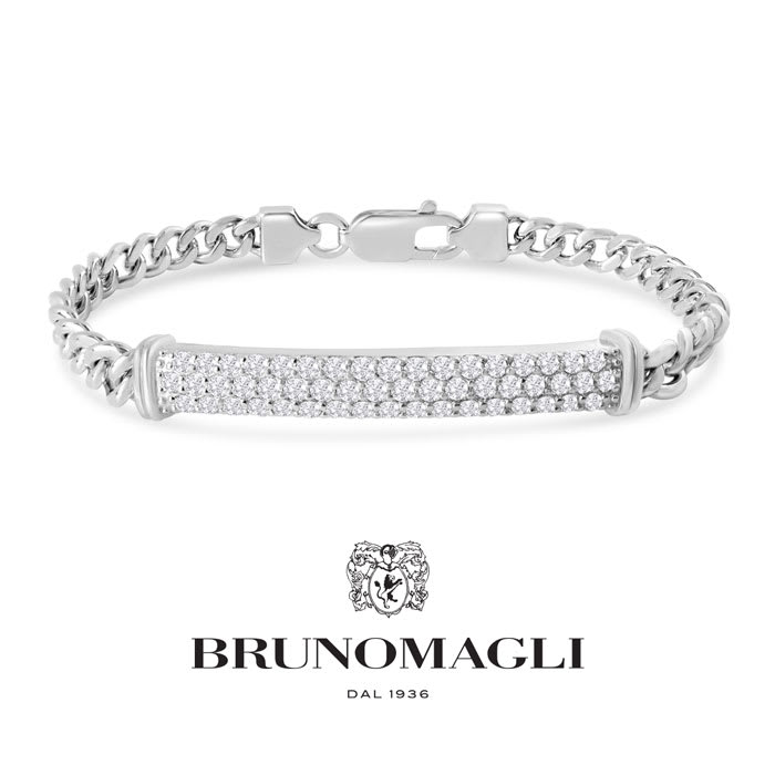 Bruno Magli Mens Giuseppe 1 1/2 Carat Lab Grown Diamond Bracelet In Sterling Silver, 8 Inches