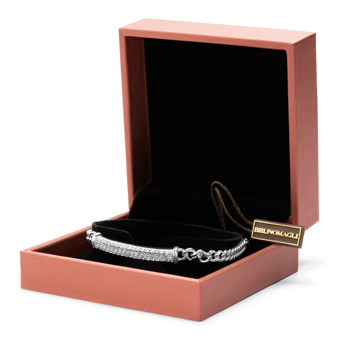 Bruno Magli Mens Giuseppe 1 1/2 Carat Lab Grown Diamond Bracelet In Sterling Silver, 8 Inches