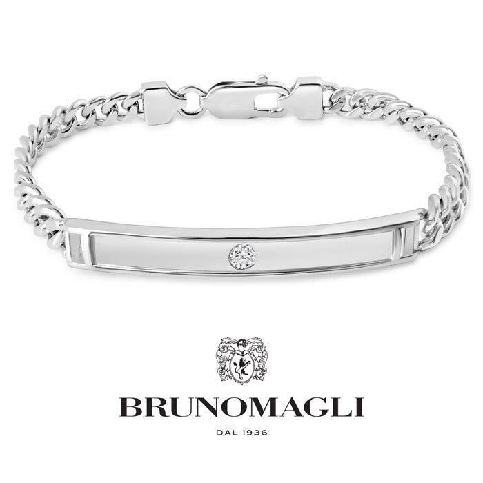 Bruno Magli Mens Carlo 1/10 Carat Lab Grown Diamond Bracelet In Sterling Silver, 8 Inches
