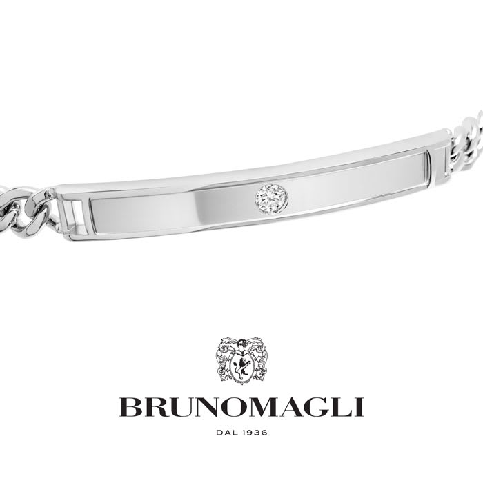 Bruno Magli Mens Carlo 1/10 Carat Lab Grown Diamond Bracelet In Sterling Silver, 8 Inches