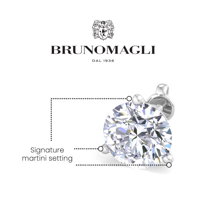 Bruno Magli Mens 1 Carat Lab Grown Diamond Martini Stud Earring In Sterling Silver