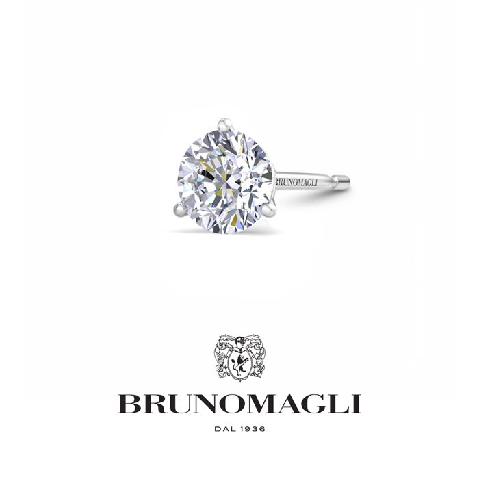 Bruno Magli Mens 1 1/2 Carat Lab Grown Diamond Martini Stud Earring In Sterling Silver