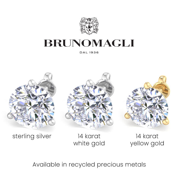 Bruno Magli Mens 2 Carat Lab Grown Diamond Martini Stud Earring In Sterling Silver