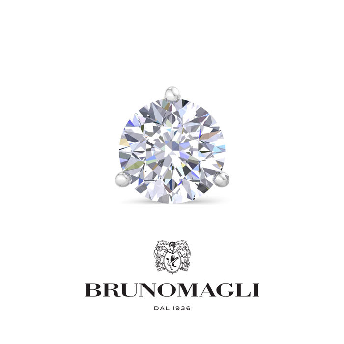 Bruno Magli Mens 3 Carat Lab Grown Diamond Martini Stud Earring In Sterling Silver