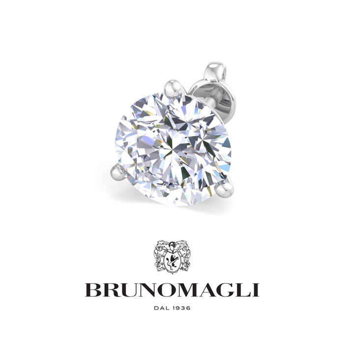 Bruno Magli Mens 3 Carat Lab Grown Diamond Martini Stud Earring In Sterling Silver