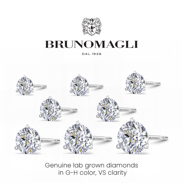 Bruno Magli Mens 5 Carat Lab Grown Diamond Martini Stud Earring In Sterling Silver