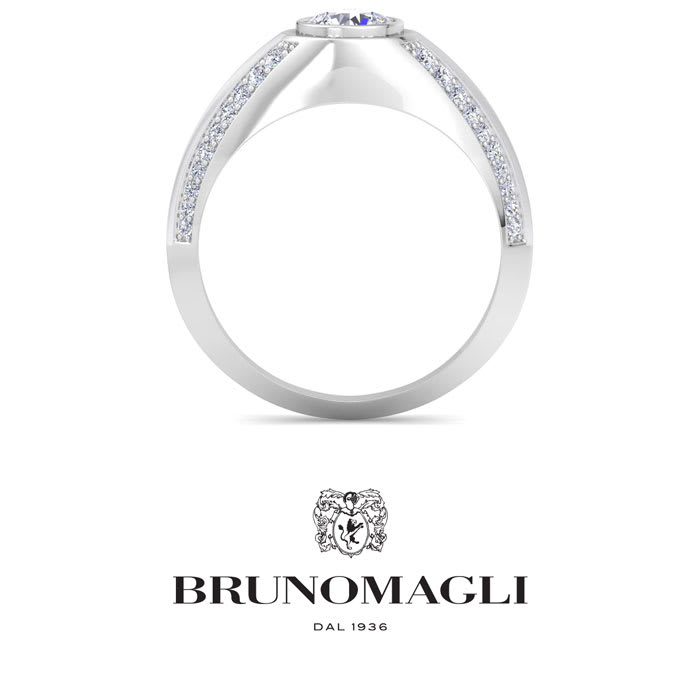 Bruno Magli Mens 1 1/2 Carat Round Shape Lab Grown Diamond Ring In Sterling Silver