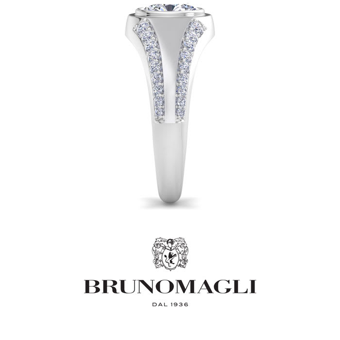 Bruno Magli Mens 1 1/2 Carat Oval Shape Lab Grown Diamond Ring In Sterling Silver