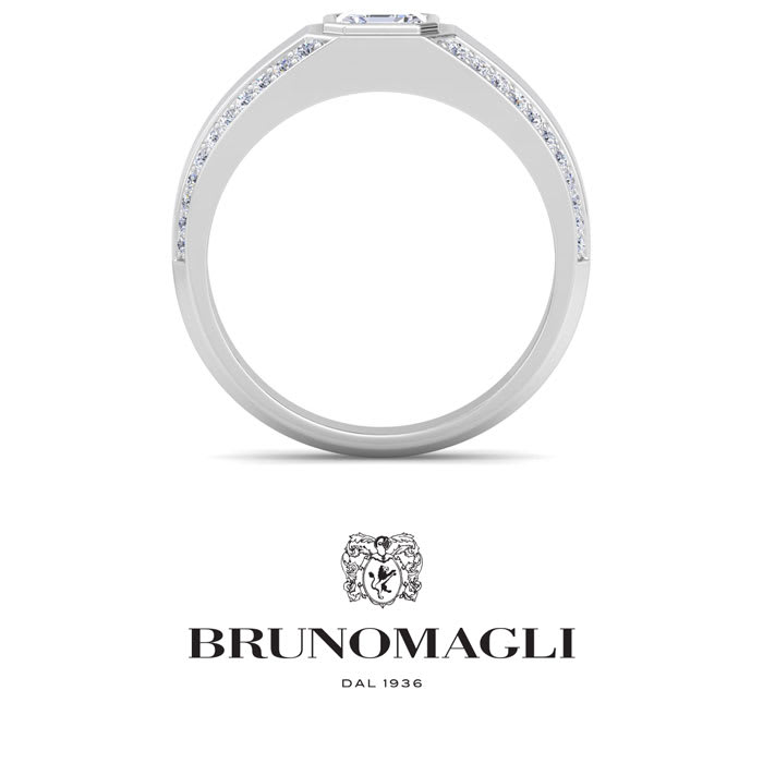 Bruno Magli Mens 1 1/2 Carat Asscher Cut Lab Grown Diamond Ring In Sterling Silver