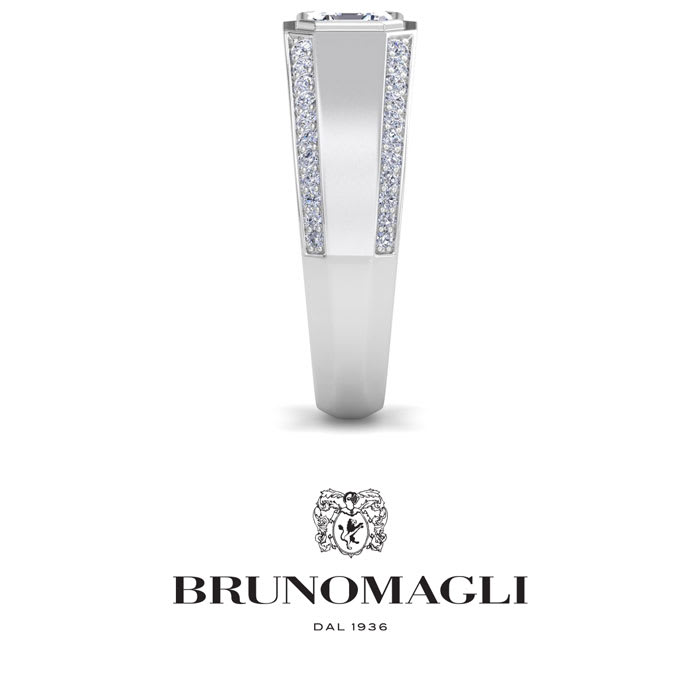 Bruno Magli Mens 1 1/2 Carat Asscher Cut Lab Grown Diamond Ring In Sterling Silver