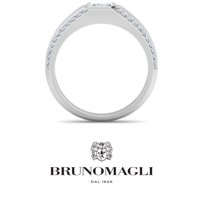 Bruno Magli Mens 1 1/2 Carat Emerald Cut Lab Grown Diamond Ring In Sterling Silver