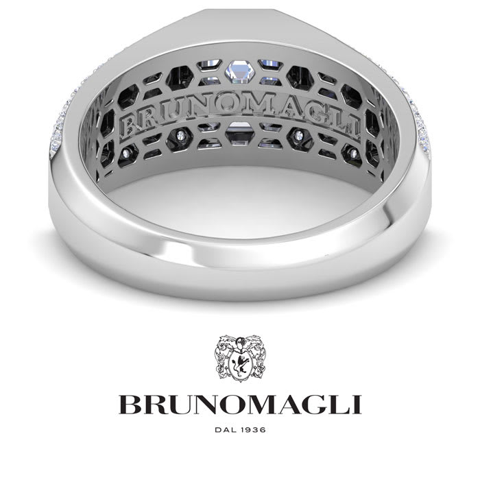 Bruno Magli Mens 1 1/2 Carat Emerald Cut Lab Grown Diamond Ring In Sterling Silver