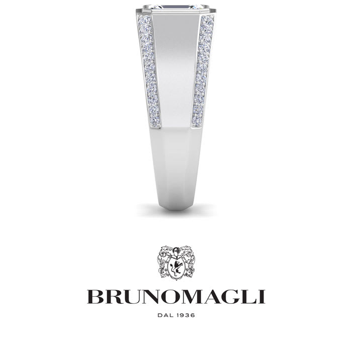 Bruno Magli Mens 1 1/2 Carat Emerald Cut Lab Grown Diamond Ring In Sterling Silver