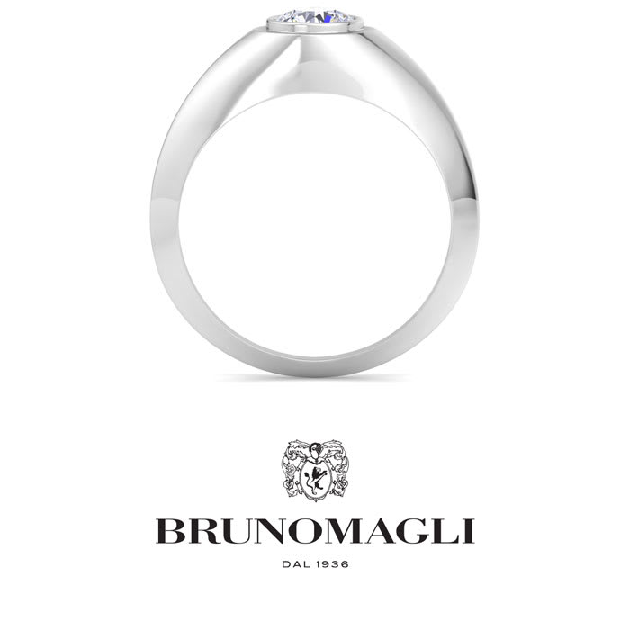 Bruno Magli Mens 1 Carat Round Shape Lab Grown Diamond Solitaire Ring In Sterling Silver