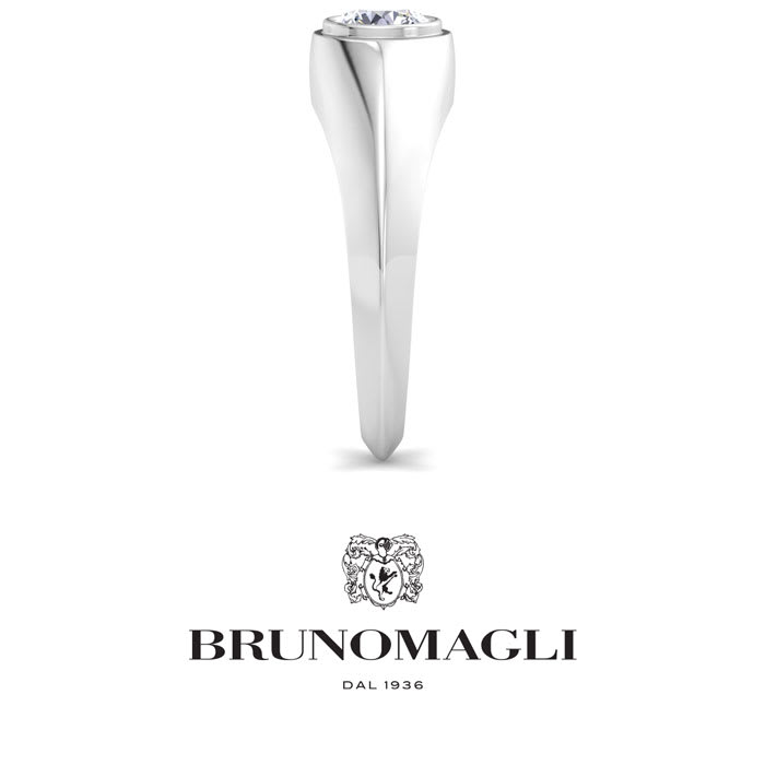 Bruno Magli Mens 1 Carat Round Shape Lab Grown Diamond Solitaire Ring In Sterling Silver