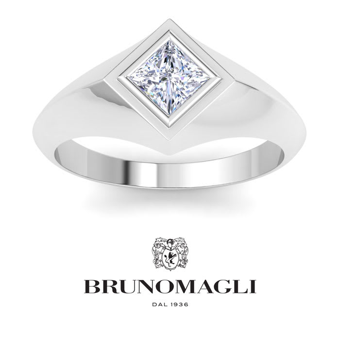Bruno Magli Mens 1 Carat Princess Cut Lab Grown Diamond Solitaire Ring In Sterling Silver