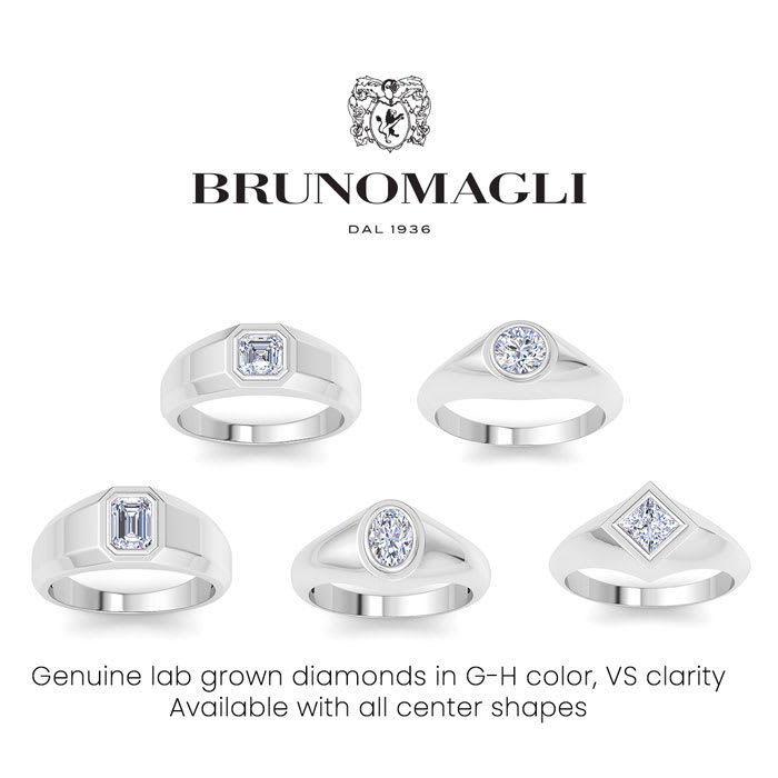 Bruno Magli Mens 1 Carat Princess Cut Lab Grown Diamond Solitaire Ring In Sterling Silver