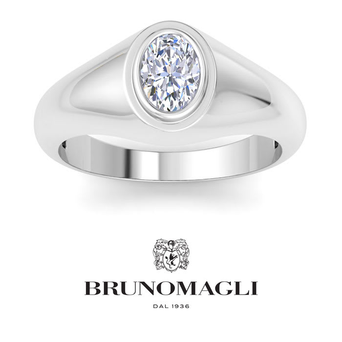 Bruno Magli Mens 1 Carat Oval Shape Lab Grown Diamond Solitaire Ring In Sterling Silver