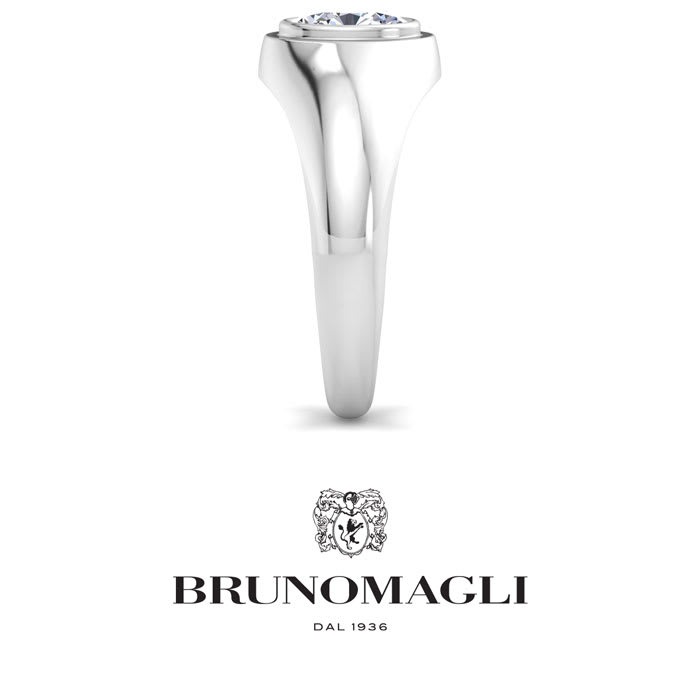 Bruno Magli Mens 1 Carat Oval Shape Lab Grown Diamond Solitaire Ring In Sterling Silver
